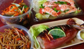 J-Town-1-eggplant-burdock-squid-shrimp-salad