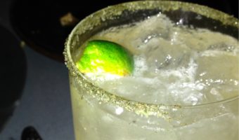 classic margarita recipe with basil-jalapeno rim
